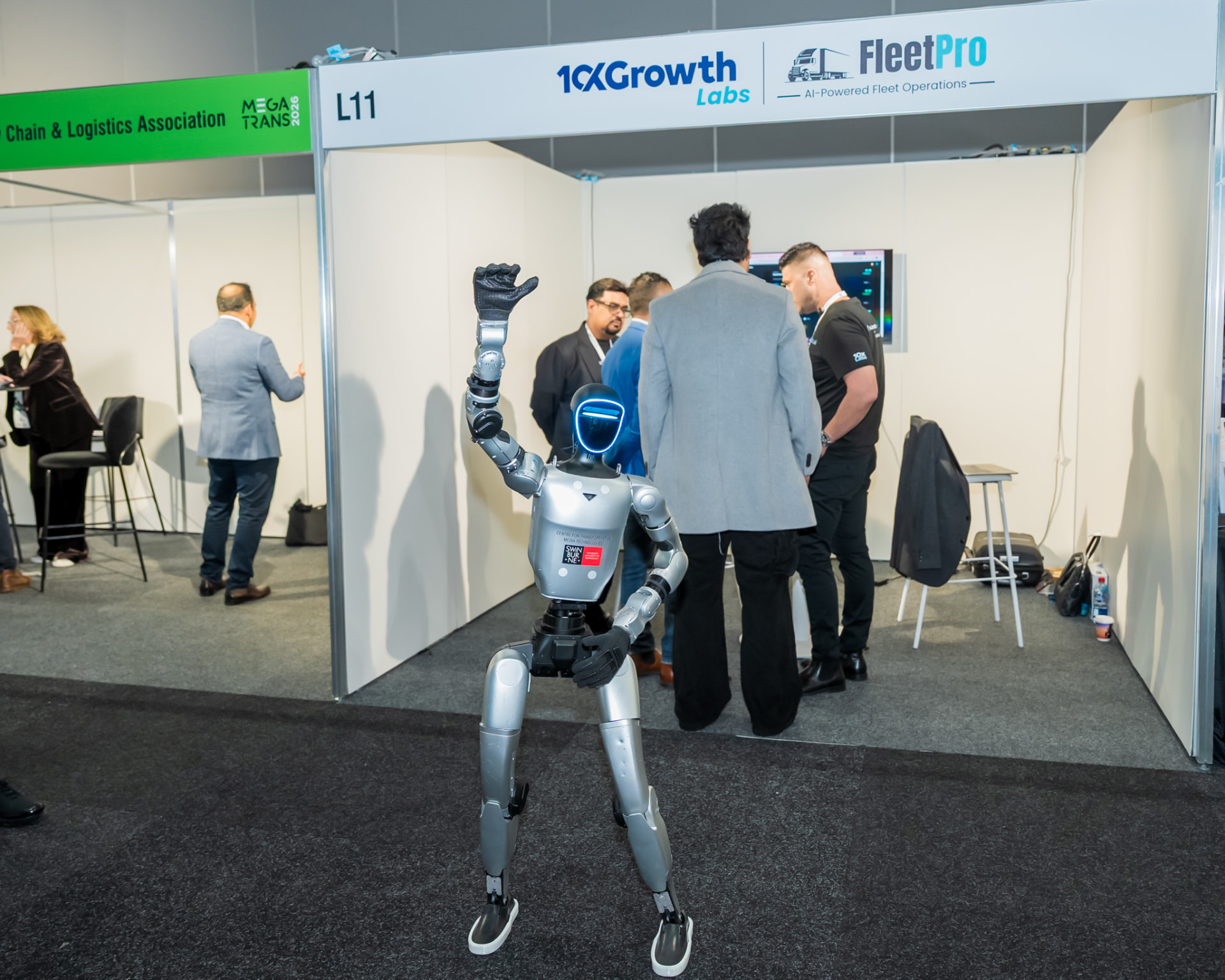 The 10xGrowth Labs and FleetPro team at the MEGATRANS Melbourne exhibition stand